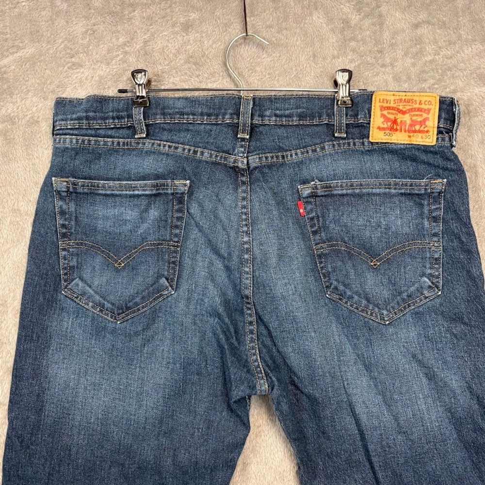 Levis 505‎ Regular Fit Straight Leg Mens Jeans 40x30 Medium Wash Blue Denim
